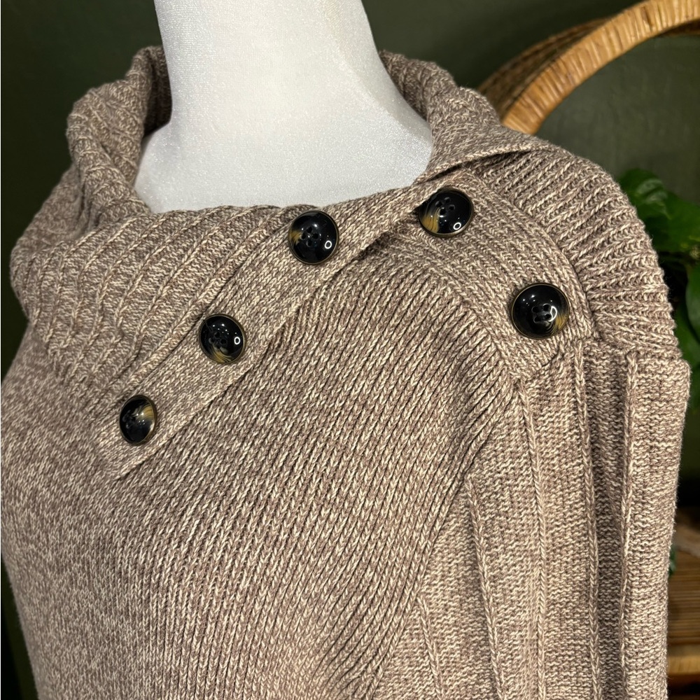 Style & Co Tan Cozy Knit Pockets Sweater Dress with Button Details - Picture 2 of 5